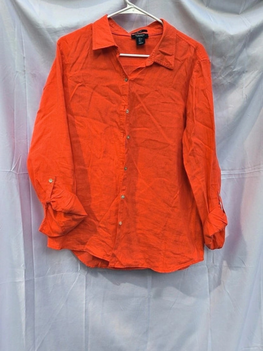 Jones New York Linen Button Down Shirt in Orange Large Like New